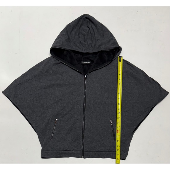 Alexander Wang Tricot Gray‎ Hooded Zip-Up Cape Dolman Sleeve Jacket
